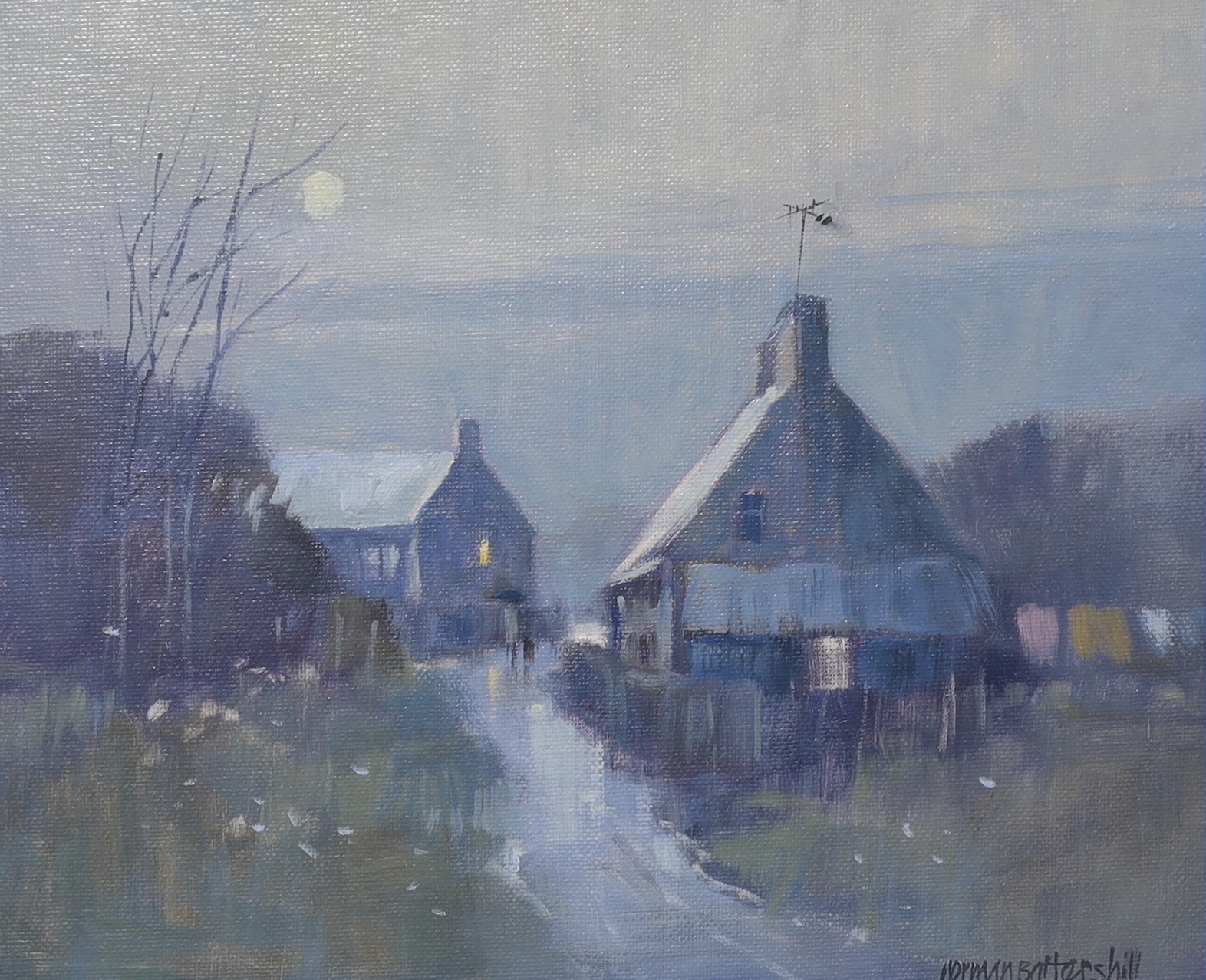 Norman Battershill (b.1922) oil on canvas board, 'A late walk', signed, 27 x 22cm